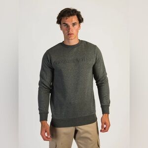 Crooks & Castles Charcoal Gray Embossed Logo Crewneck Sweater